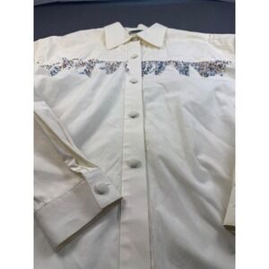 Vintage Hairston Roberson Cream Beaded Fringe Button Down Shirt -‎ USA Made